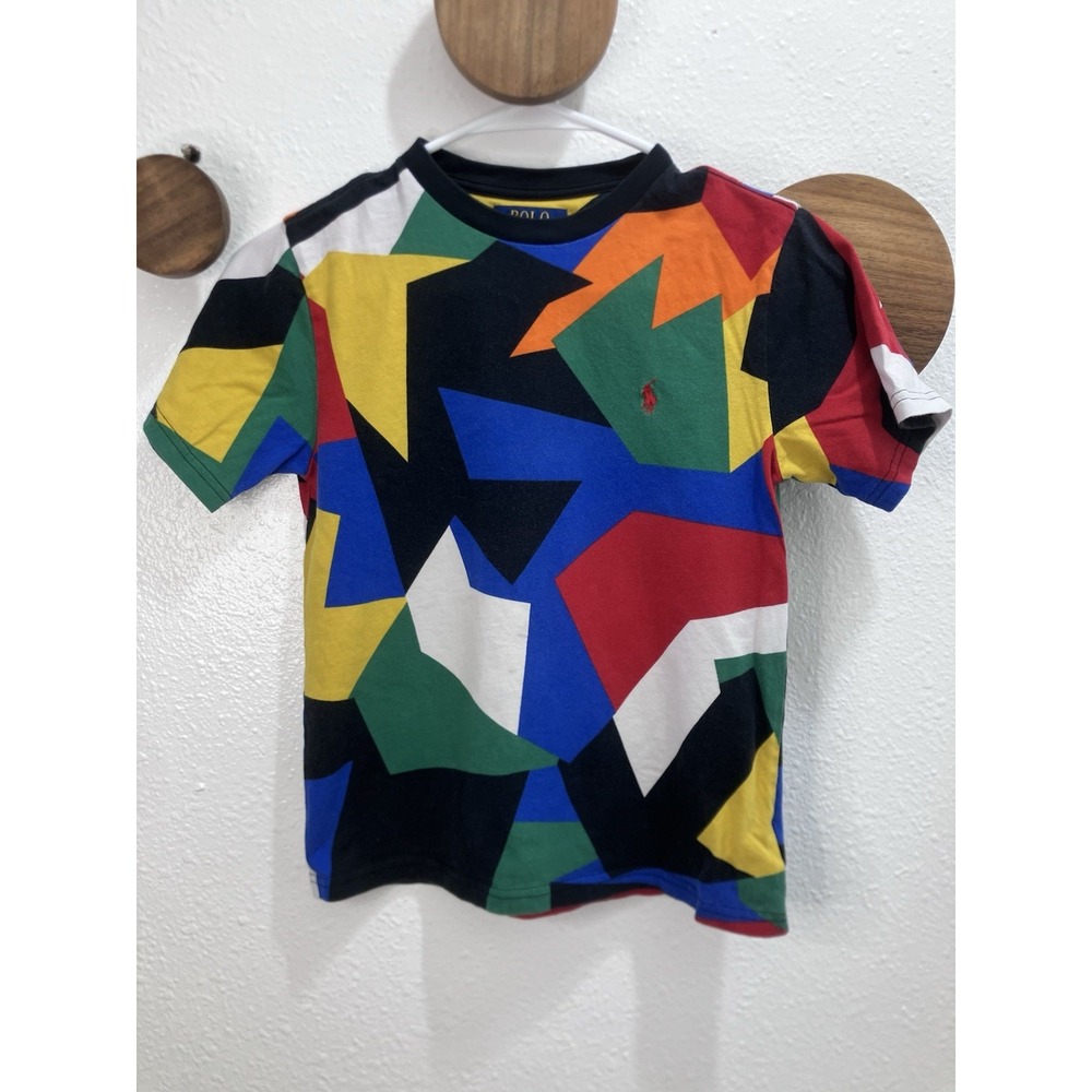 Polo Ralph Lauren Youth Classic Fit Abstract Print Tee Size 8 Kidcore Colorblock